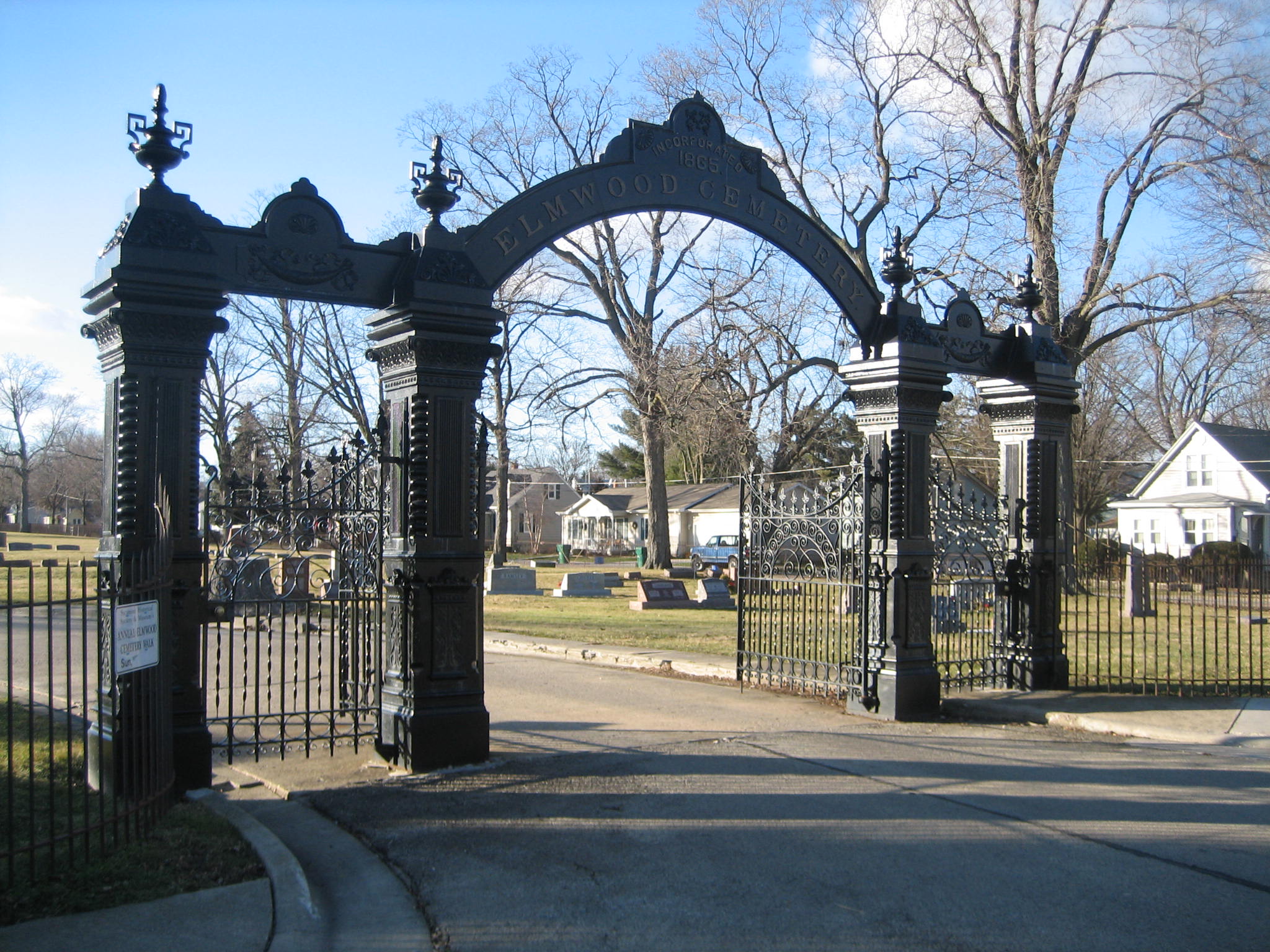 The gates to a cemetery.